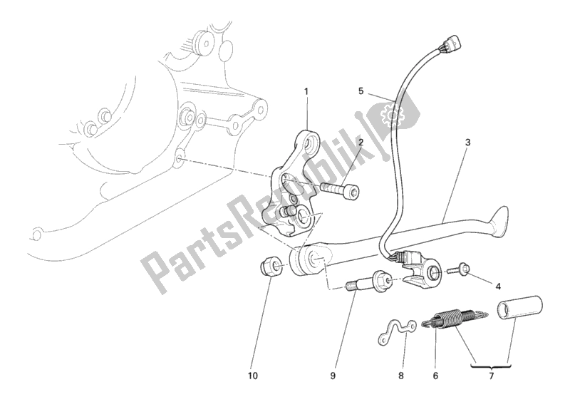 Tutte le parti per il Cavalletto Laterale del Ducati Monster S2R 800 2005